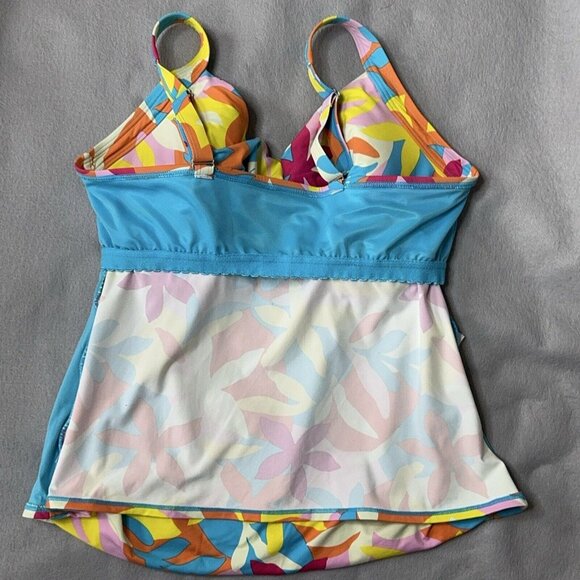 Lands End Tankini Swim Top Plus Size 18W V Neck Wrap Underwire Floral Colorful - Picture 9 of 10